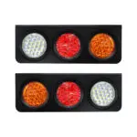 Tail Lamp 3 Round 57 LED w/ Mounting Plate 2 Pcs 12-24V, A-C907 IG TUNING