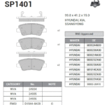 Disc Pads Hyundai Accent Blue, Elantra Kia Rio, Cerato (2014), Tuscon, Sportage Sangsin (Rear)