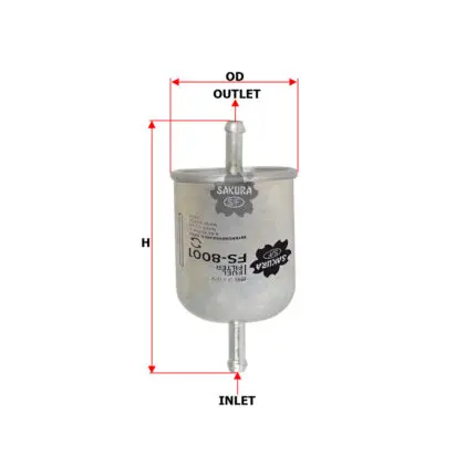 Fuel Filter Inline EFI Gasoline Straight FS-8001 Sakura