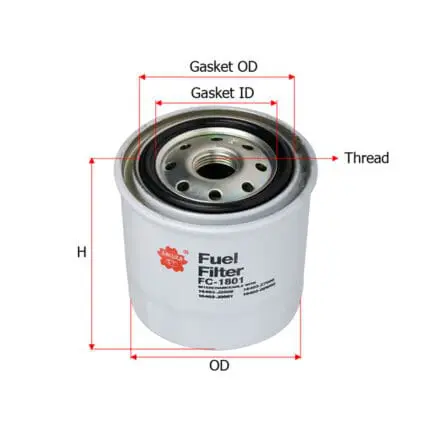 Fuel Filter Nissan SD23 W O Drain Hole  Toyota Coaster  Hino 2B 3B 1HZ 2H  Isuzu NPR 4BD1  Daihatsu Delta Sakura FC-1801