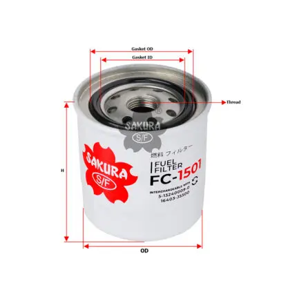 Fuel Filter Isuzu D-Max 4JA1-T  4JH1  Isuzu Elf 4HG1  4HF1  Nissan Civilian ED33-T  FD33T FC-1501 Sakura