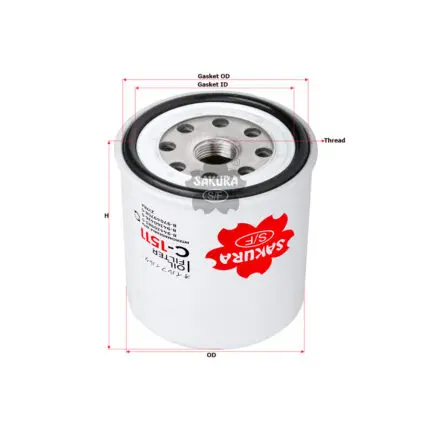 Oil Filter Isuzu 2 5  2 8  NPR Truck 3 6, Mazda 25 Seater, B2500 Sailor P/Up, Wingle P/Up  C-1511 Sakura