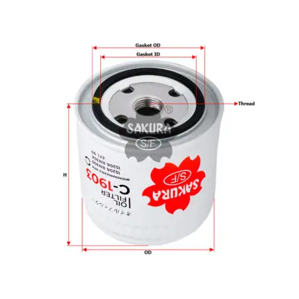 OIL FILTER NISSAN NAVARA D40, PATHFINDER, XTRAIL T30, NV350 YD25 C-1903 Sakura