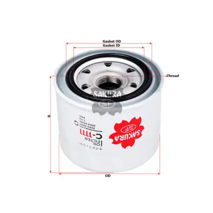 Oil Filter Toyota Land Cruiser Prado 1C  2C  2L  3L  Mazda B2500  Ford Ranger C-1111 Sakura 1-OTT537 Full
