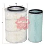 Air Filter Isuzu Inner and Outer Kit FSR  FVR 4-7 TON  Hino A-6118-S Sakura