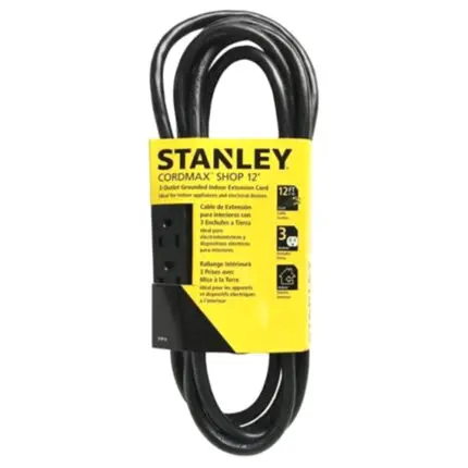 STANLEY CORDMAX SHOP 12FT BLACK (3 OUTLET)