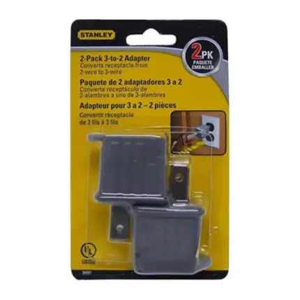 STANLEY 3-TO-2 WALL ADAPTER GREY (2PK)