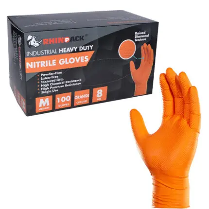 Nitrile Industrial Gloves Orange, M