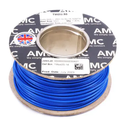 Wire Reel 14 Gauge (28/0.30mm) Single Core 17 AMP 50m(164ft)  Blue, RC0117U | TW2U.50 AMC