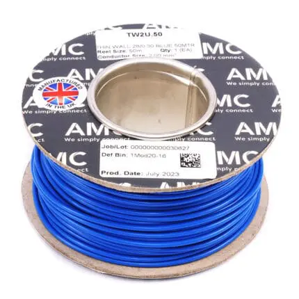 Wire Reel 14 Gauge (28/0.30mm) Single Core 17 AMP 50m(164ft)  Blue, RC0117U | TW2U.50 AMC