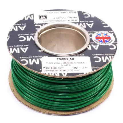 Wire Reel 14 Gauge (28/0.30mm) Single Core 17 AMP 50m(164ft)  Green, RC0117G | TW2G.50 AMC
