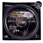 Steering Wheel Cover Leather Gray Thread IGT YC-11GR