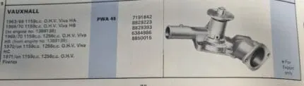 Water Pump Vauxhall Viva H.A. Eng AE