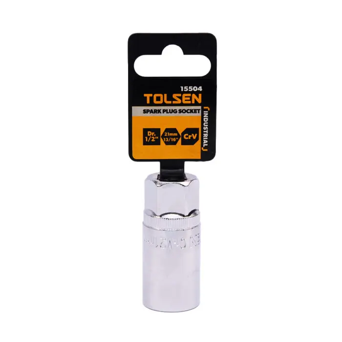 Spark Plug Socket (IND) 1/2" Drive 21mm 13/16" TOLSEN 15504 Spark Plug Socket (IND) 1/2" Drive 21mm 13/16" TOLSEN 15504