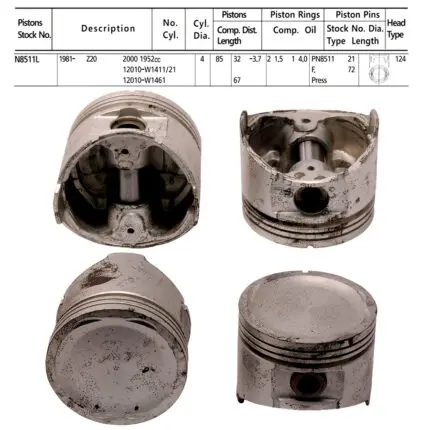Pistons Datsun Z20, E23 Eng., 85mm SET OF 4, 12010-W1411 Toto -+.020"/0.50mm