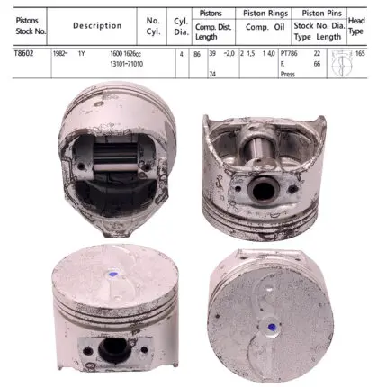 Pistons Toyota Hilux 1Y, 2Y, 3Y Eng., 86mm SET OF 4, 13101-71010 Toto -+.030"/0.75mm