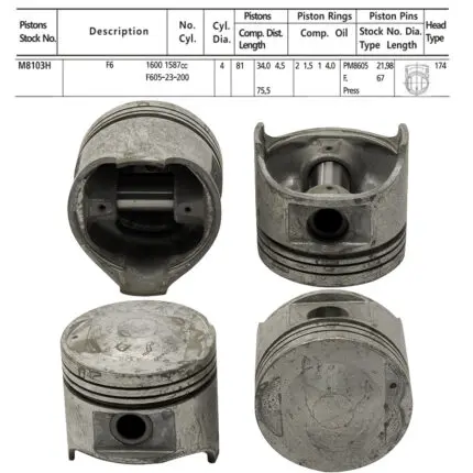 Pistons Madza B1600 P/Up N/M F6 Eng., 81mm SET OF 4, F605-23-200 Toto -+.040"/1.00mm