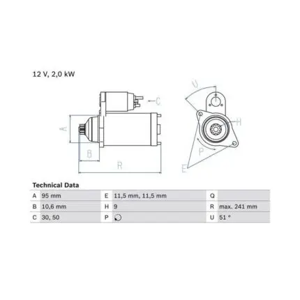 Starter Nissan Frontier D21,D22 Urvan E23, E24 QD32 Eng