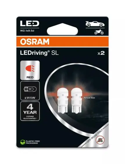 Bulb Osram LEDriving SL W5W RED (2PC)  2825DRP
