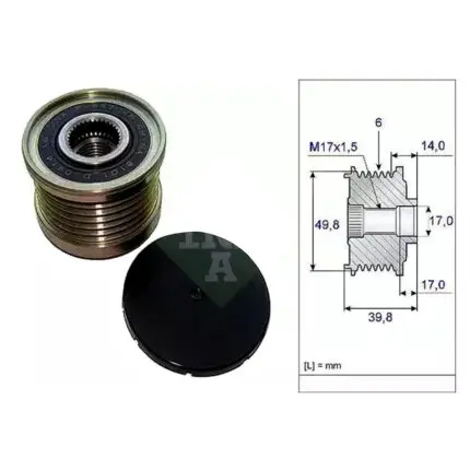 Pulley Alternator Nissan Dualis ’07–’14 NJ10, Juke ’10–’20 F15, Qashqai ’10–’14 J10 ,  XTrail ’10–’15 T31 ,MR16/20 Eng INA