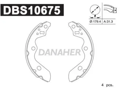 Brake Shoes Suzuki Swift '16-'23 ZC63S, ZC83S, A2L, Ignis '16-'24 K12C (REAR) DANAHER
