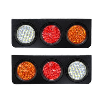 Tail Lamp 3 Round 57 LED w/ Mounting Plate 2 Pcs 12-24V, A-C907 IG TUNING