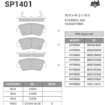 Disc Pads Hyundai Accent Blue, Elantra Kia Rio, Cerato (2014), Tuscon, Sportage Sangsin (Rear)