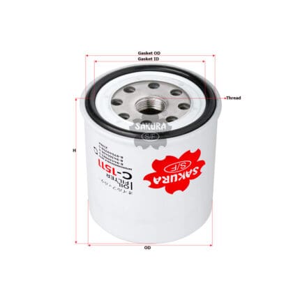 Oil Filter Isuzu 2 5  2 8  NPR Truck 3 6, Mazda 25 Seater, B2500 Sailor P/Up, Wingle P/Up  C-1511 Sakura