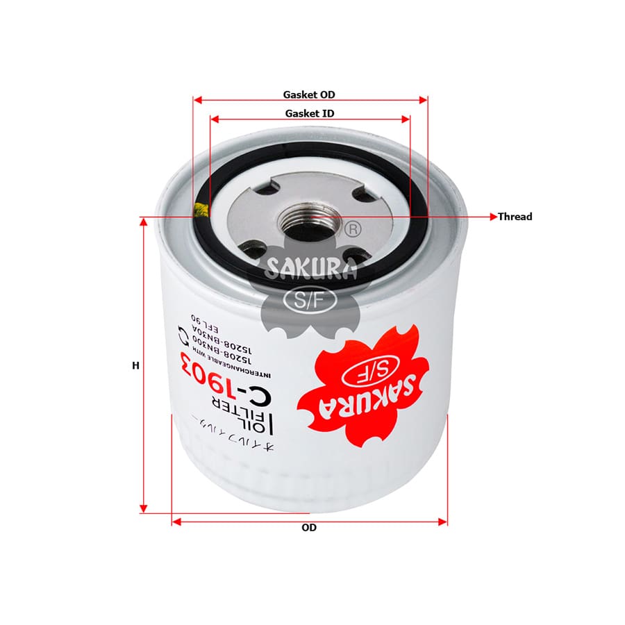 OIL FILTER NISSAN NAVARA D40, PATHFINDER, XTRAIL T30, NV350 YD25 C-1903 Sakura OIL FILTER NISSAN NAVARA D40, PATHFINDER, XTRAIL T30, NV350 YD25 C-1903 Sakura