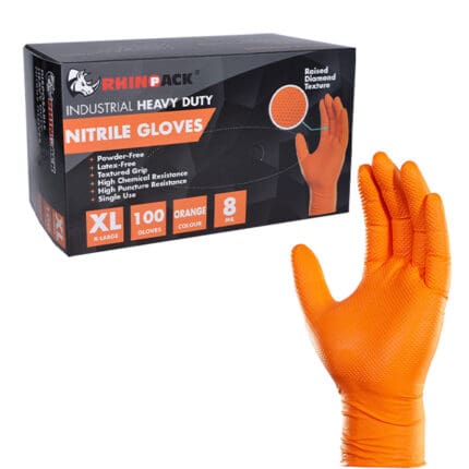 Nitrile Industrial Gloves Orange, XL 20018932