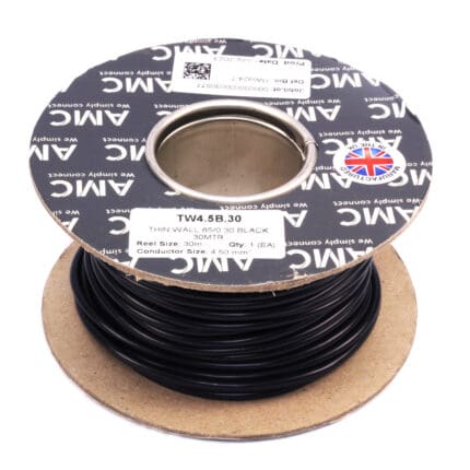 Wire Reel 10 Gauge (65/0.30mm) Single Core 35 AMP 30m(100ft) Black, RC0135B | TW4B.30 AMC