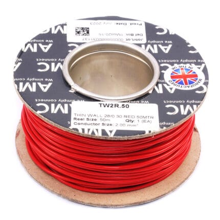 Wire Reel 14 Gauge (28/0.30mm) Single Core 17 AMP 50m(164ft)  Red, RC0117R | TW2R.50 AMC