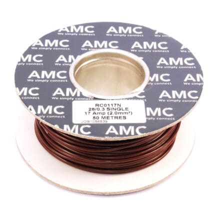 Wire Reel 14 Gauge (28/0.30mm) Single Core 17 AMP 50m(164ft)  Brown, RC0117N | TW2N.50 AMC