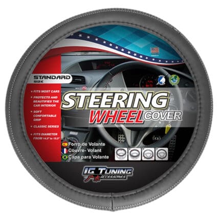 Steering Wheel Cover Holes Mount Black-Gray IGT OV312