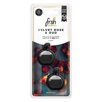 Frsh Scents Air Freshener Vent Clip Oil Diffuser Velvet Rose & Oud 2pk FR9156