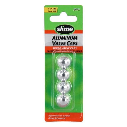 Slime Tire Valve Caps Anodized SILVER 20131