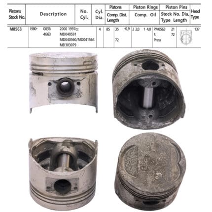 Pistons Mitsubishi Galant Super Saloon, 4G63 Eng., 85mm SET OF 4, MD040591 Toto - STD