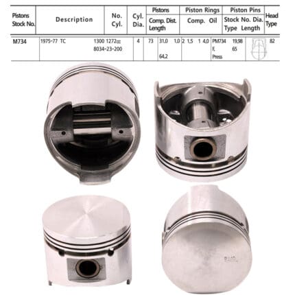 Pistons Madza 323 RWD, TC Eng., 73mm SET OF 4, M-734 Toto -+.040"/1.00mm