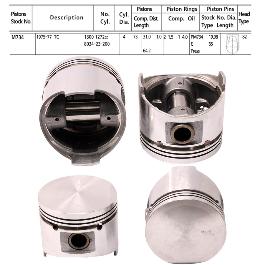Pistons Madza 323 RWD, TC Eng., 73mm SET OF 4, M-734 Toto -+.020"/0.50mm Pistons Madza 323 RWD, TC Eng., 73mm SET OF 4, M-734 Toto -+.040"/1.00mm