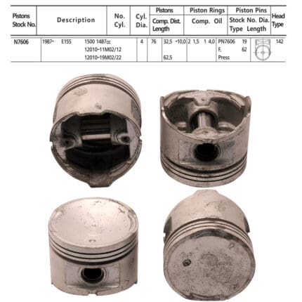 Pistons Nissan Sunny E15S Sentra 1.5 DY, 76mm SET OF 4, N7606 Toto -+.060"/1.50mm