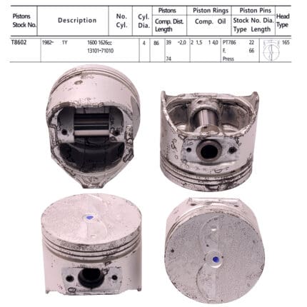 Pistons Toyota Hilux 1Y, 2Y, 3Y Eng., 86mm SET OF 4, 13101-71010 Toto -+.030"/0.75mm