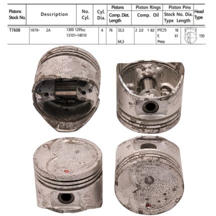 Pistons Toyota Corolla AE80 2A Eng., 76mm SET OF 4, 13101-14020 Toto -+.030"/0.75mm