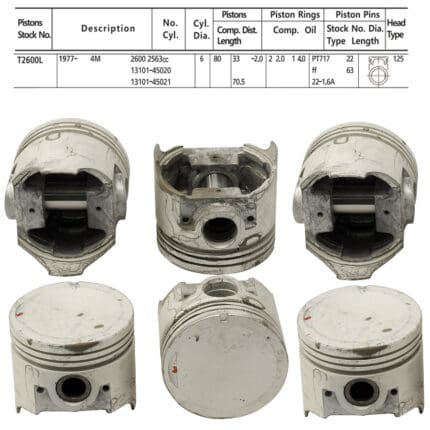 Pistons Toyota Crown (New 4Model) Flat Top, 80mm SET OF 6, 13211-45021 Toto -+.020"/0.50mm