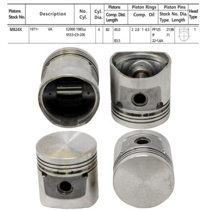 Pistons Madza 3 Ton VA E2000, T2000, 82mm SET OF 4, 0553-23-200A Toto -+.040"/1.00mm
