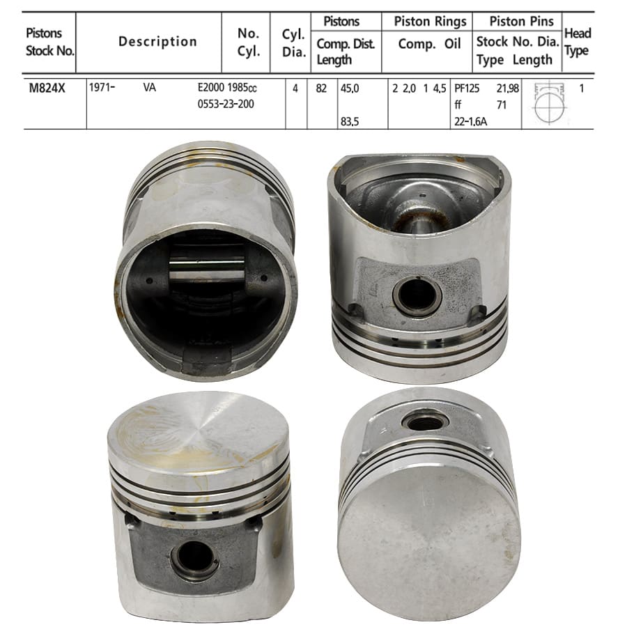 Pistons Madza 3 Ton VA E2000, T2000, 82mm SET OF 4, 0553-23-200A Toto - STD Pistons Madza 3 Ton VA E2000, T2000, 82mm SET OF 4, 0553-23-200A Toto -+.040"/1.00mm