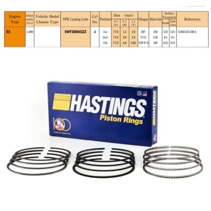 Rings Set Mazda 323 LX, Ford Laser, E5, E3 Eng., Electronic Ignition Thin Groove, 77mm, 2C-6175 Hastings -+.040"/1.00mm