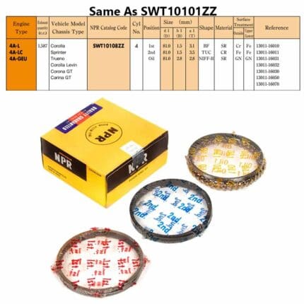 Rings Set Toyota Corolla 4A Eng., Charmant 1587CC, 81mm, SWT10101ZZ NPR -+.060"/1.50mm