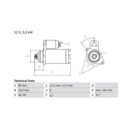 Starter Nissan Frontier D21,D22 Urvan E23, E24 QD32 Eng
