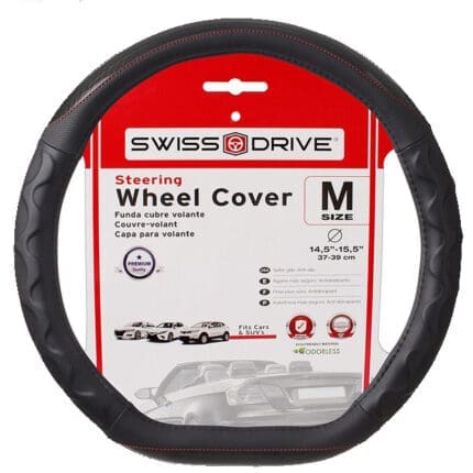 Steering Wheel Cover D Shape Black w/ Red, LF-4245-NR LAFA RACING