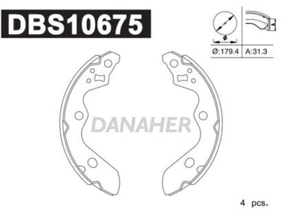 Brake Shoes Suzuki Swift '16-'23 ZC63S, ZC83S, A2L, Ignis '16-'24 K12C (REAR) DANAHER